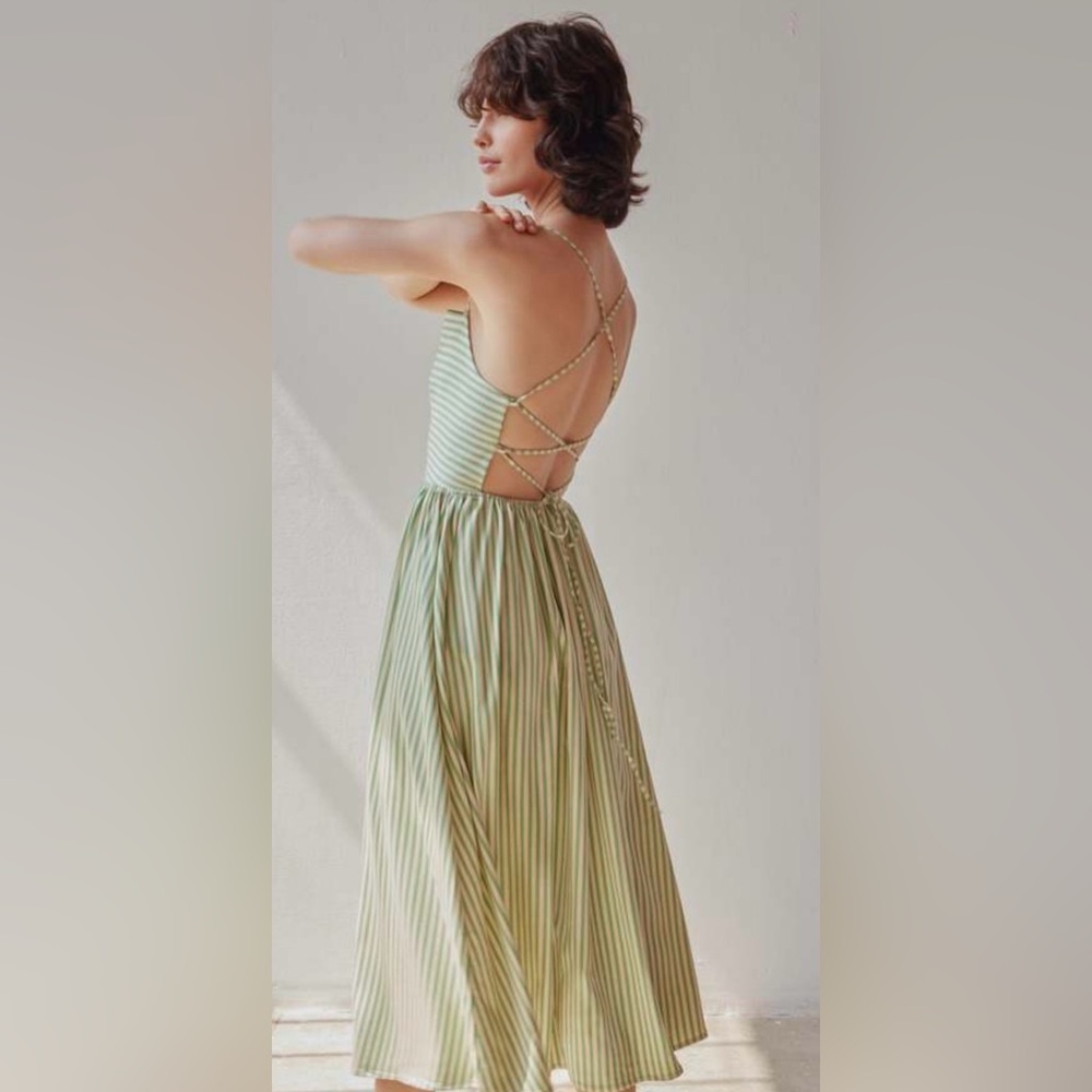 OhSevenDays Beth Dress – Green Stripe – Size Small – 100% Cotton - Picture 4 of 9